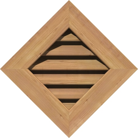 Ekena Millwork Diamond Gable Vent Functional, Western Red Cedar Gable Vent w/ 1" x 4" Flat Trim Frame, 22"W x 22"H GVWDI22X2201SFUWR